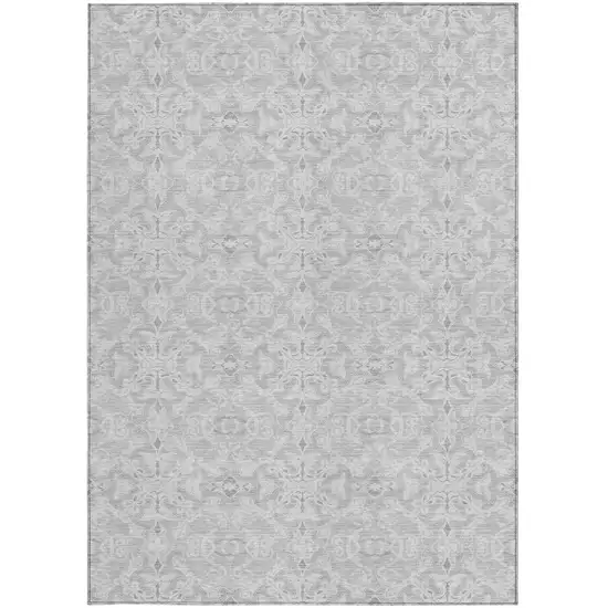 Silver And Gray Medallion Washable Indoor Outdoor Area Rug Photo 7