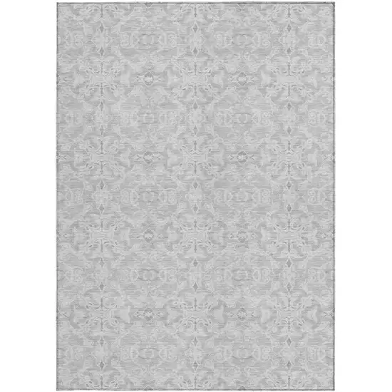 Silver And Gray Medallion Washable Indoor Outdoor Area Rug Photo 7