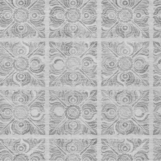 Silver And Gray Medallion Washable Indoor Outdoor Area Rug Photo 6