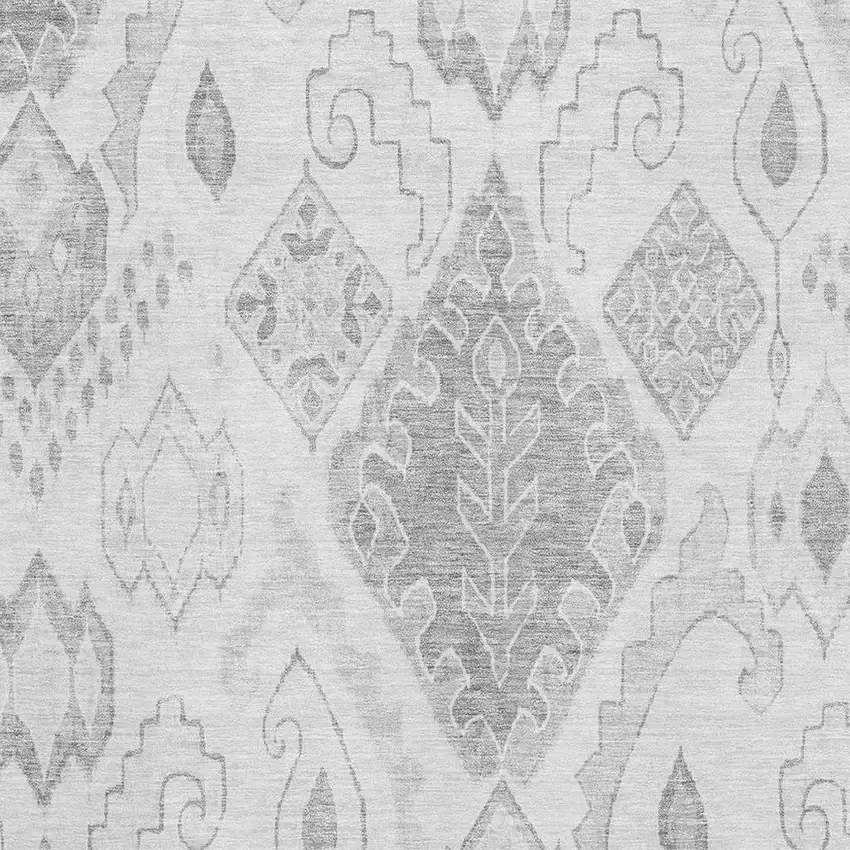 Silver And Gray Moroccan Washable Area Rug With UV Protection Photo 3