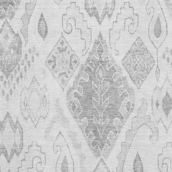 Silver And Gray Moroccan Washable Area Rug With UV Protection Photo 3