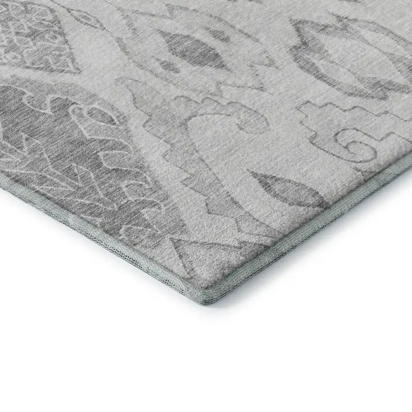 Silver And Gray Moroccan Washable Area Rug With UV Protection Photo 8
