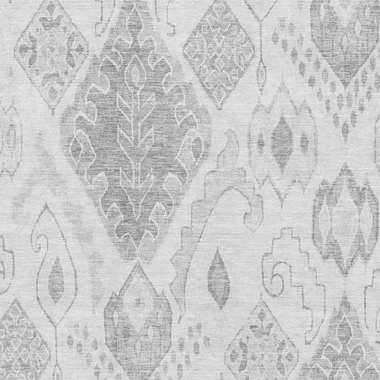Silver And Gray Moroccan Washable Area Rug With UV Protection Photo 3