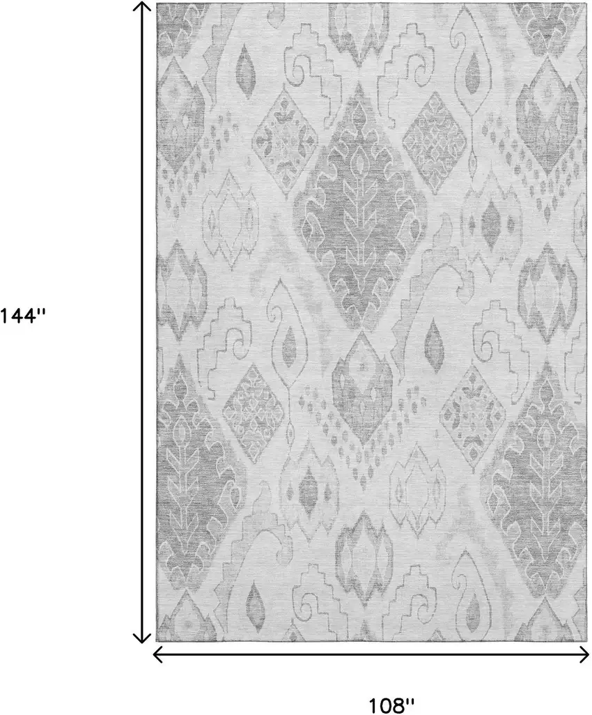 Silver And Gray Moroccan Washable Area Rug With UV Protection Photo 3