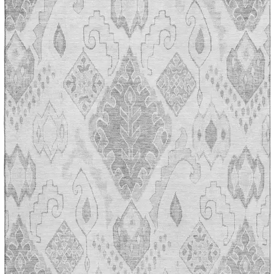 Silver And Gray Moroccan Washable Area Rug With UV Protection Photo 3