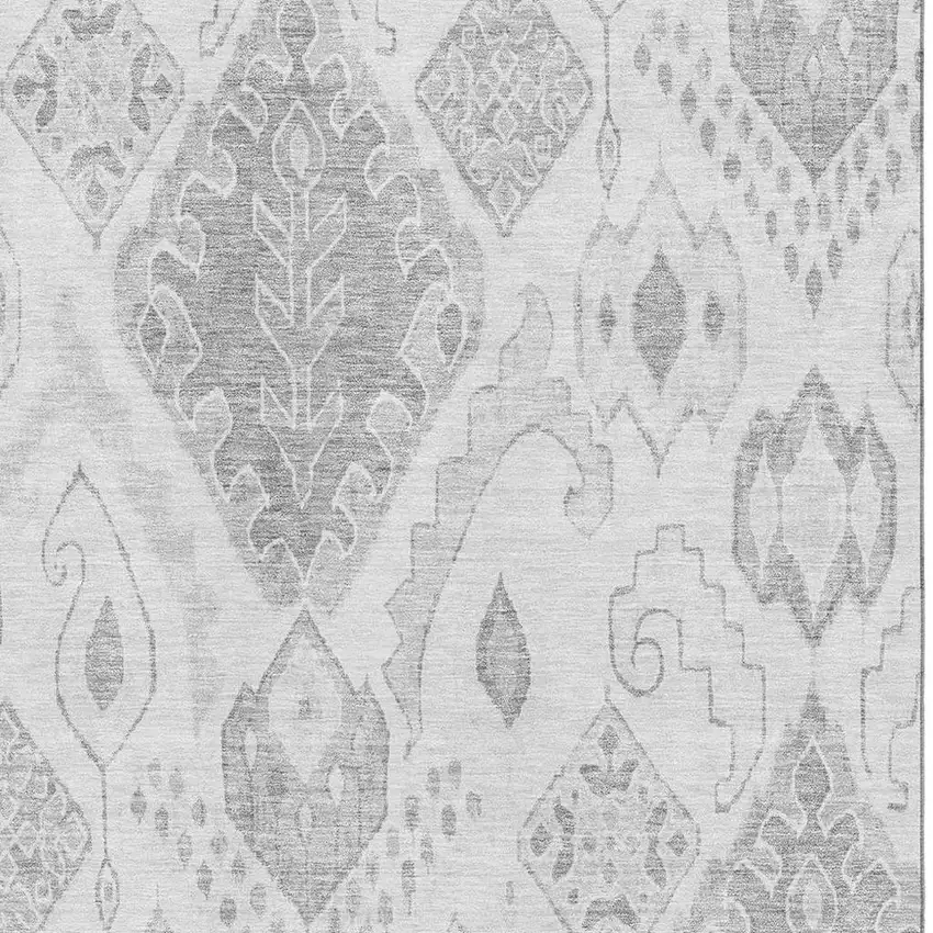 Silver And Gray Moroccan Washable Area Rug With UV Protection Photo 3