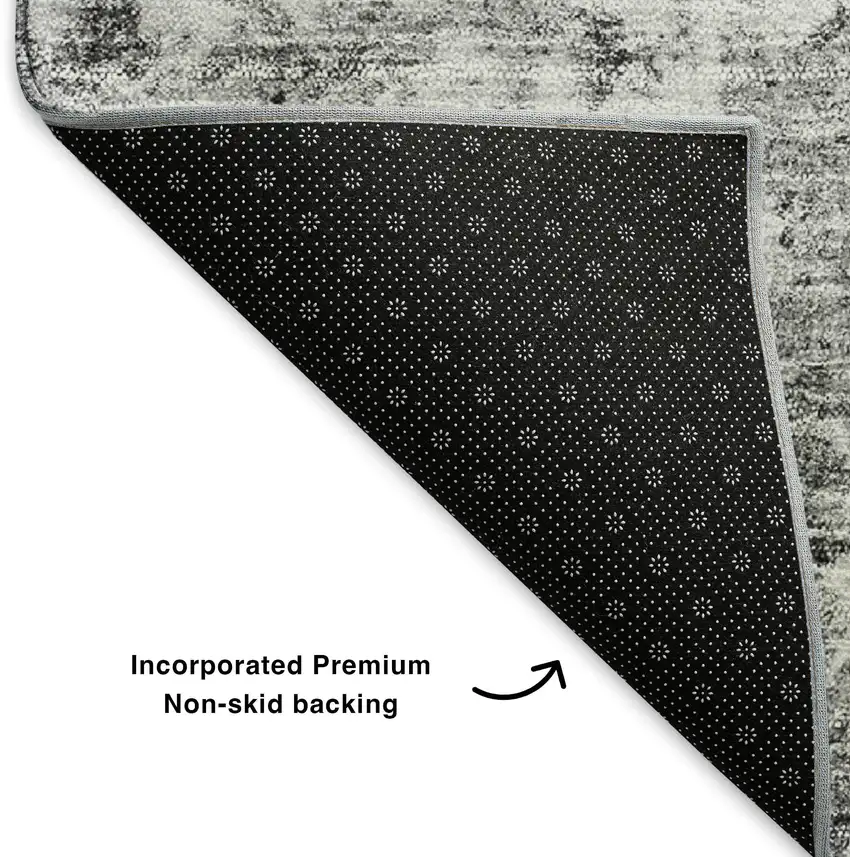 Silver And Gray Oriental Washable Area Rug With UV Protection Photo 7