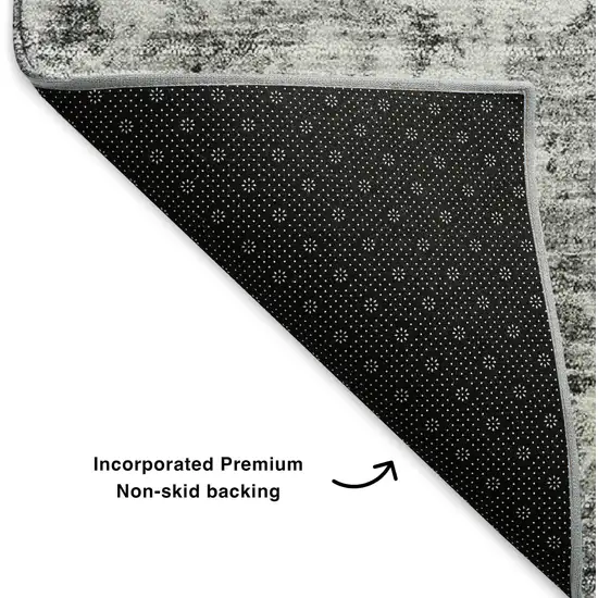 Silver And Gray Oriental Washable Area Rug With UV Protection Photo 6