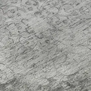 Photo of Silver And Gray Oriental Washable Area Rug With UV Protection