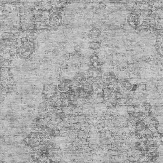 Silver And Gray Oriental Washable Area Rug With UV Protection Photo 2