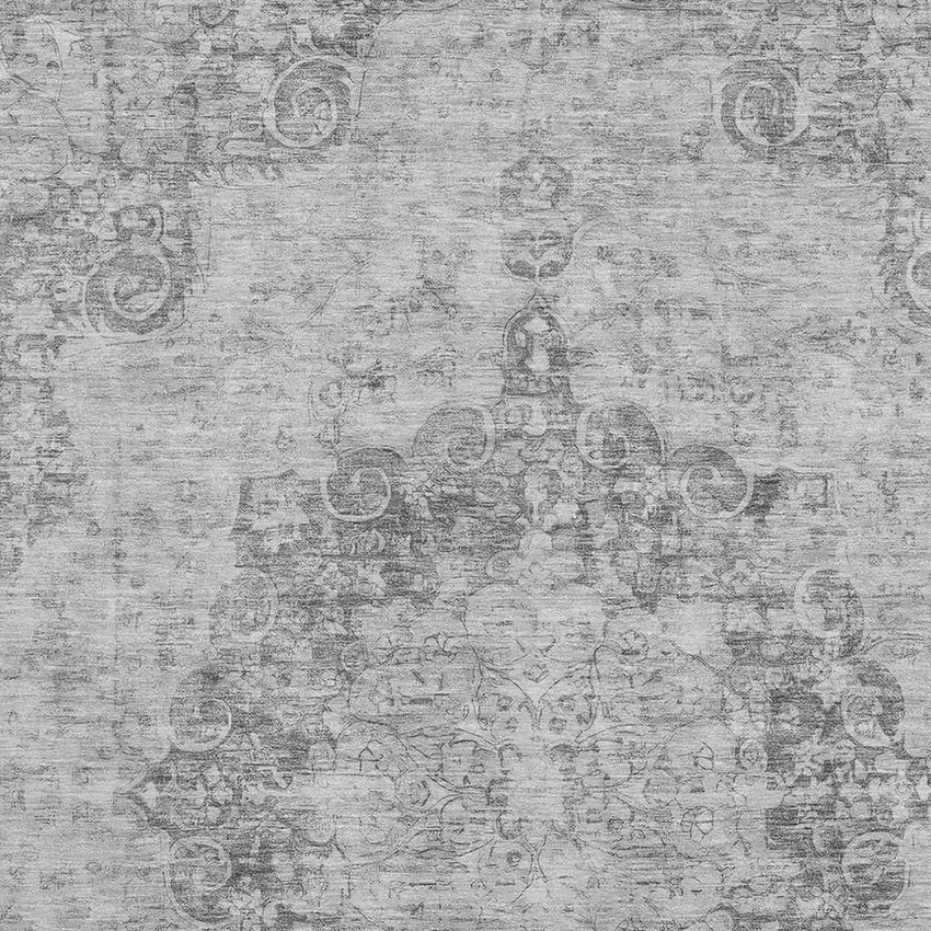 Silver And Gray Oriental Washable Area Rug With UV Protection Photo 2