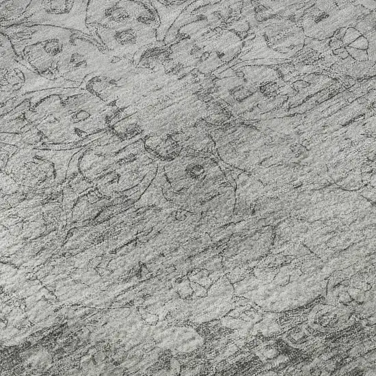 Silver And Gray Oriental Washable Area Rug With UV Protection Photo 9