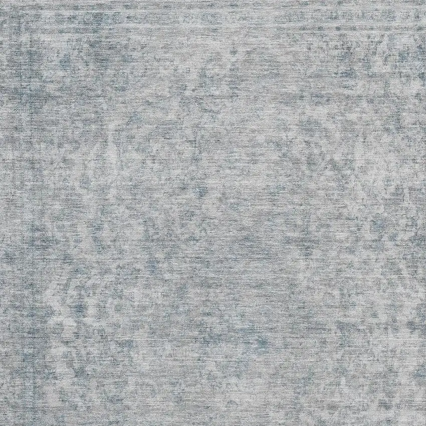Silver And Gray Oriental Washable Area Rug With UV Protection Photo 2