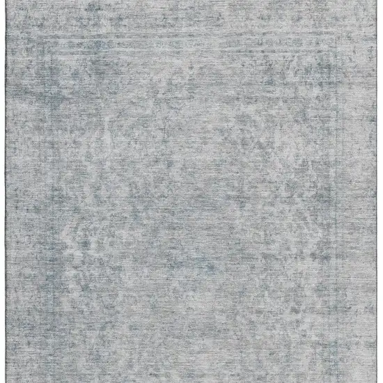 Silver And Gray Oriental Washable Area Rug With UV Protection Photo 3