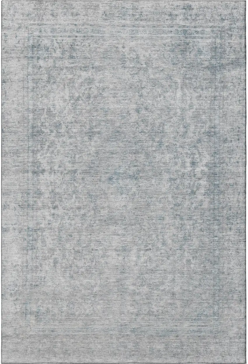 Silver And Gray Oriental Washable Area Rug With UV Protection Photo 3