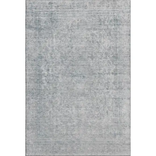 Silver And Gray Oriental Washable Area Rug With UV Protection Photo 1