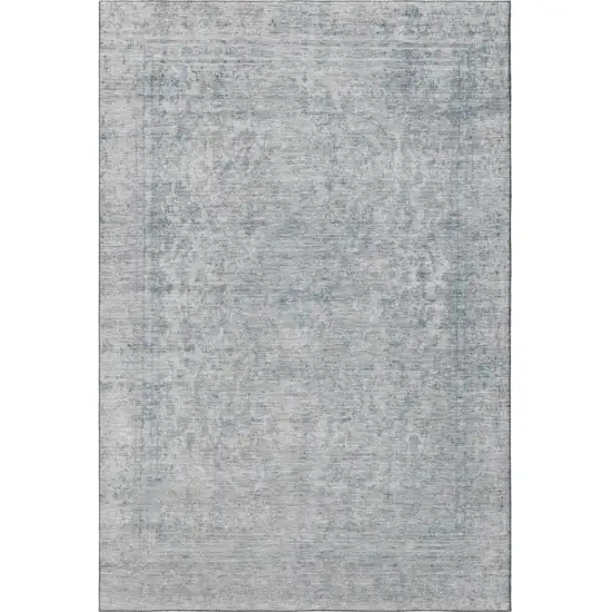 Silver And Gray Oriental Washable Area Rug With UV Protection Photo 3