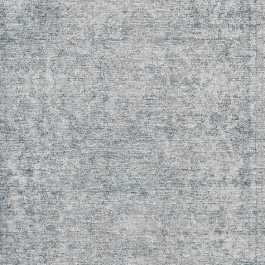 Silver And Gray Oriental Washable Area Rug With UV Protection Photo 2