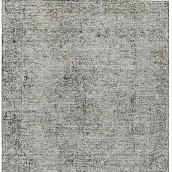 Silver And Gray Oriental Washable Indoor Outdoor Area Rug Photo 4