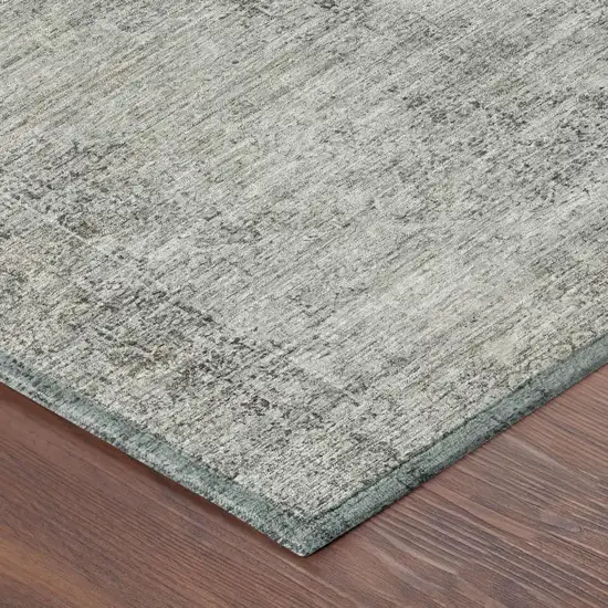 Silver And Gray Oriental Washable Indoor Outdoor Area Rug Photo 5