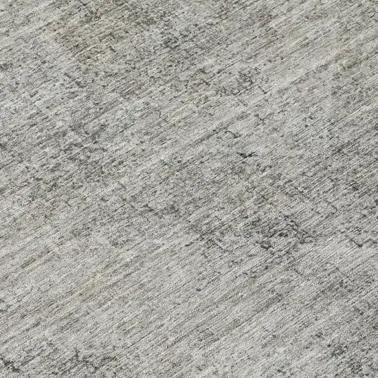 Silver And Gray Oriental Washable Indoor Outdoor Area Rug Photo 6