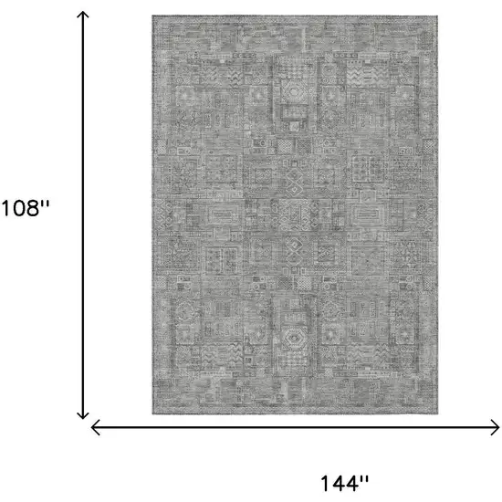 Silver And Gray Oriental Washable Indoor Outdoor Area Rug Photo 5