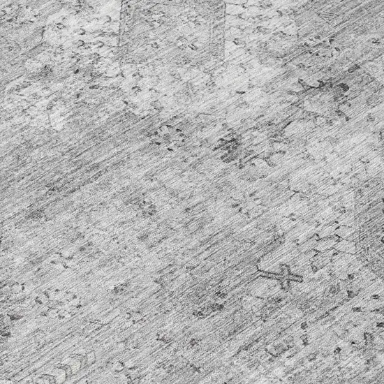 Silver And Gray Oriental Washable Indoor Outdoor Area Rug Photo 4