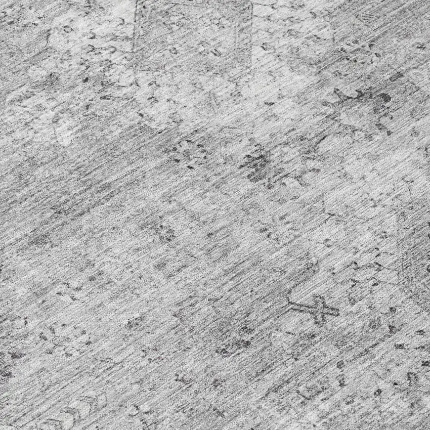 Silver And Gray Oriental Washable Indoor Outdoor Area Rug Photo 4