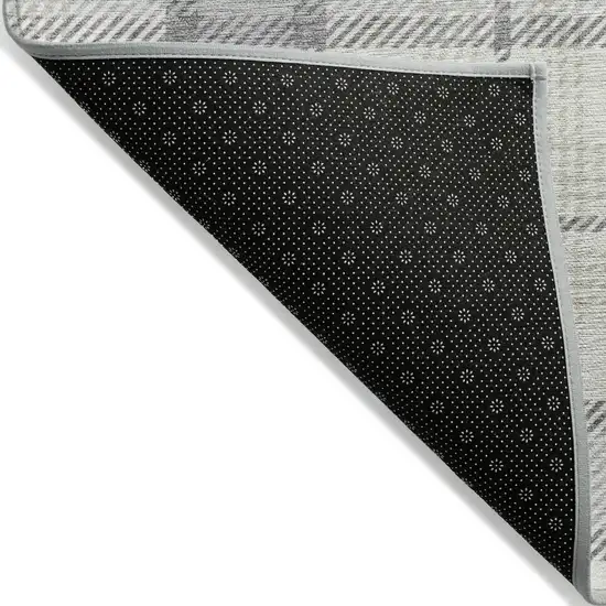 Silver And Gray Plaid Washable Indoor Outdoor Area Rug Photo 3