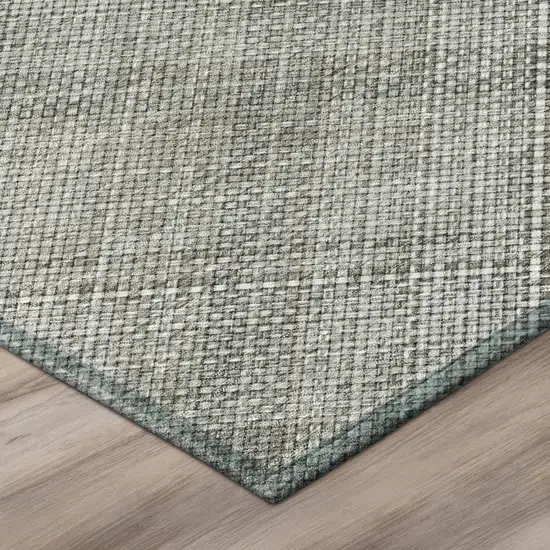 Silver And Gray Plaid Washable Indoor Outdoor Area Rug Photo 9