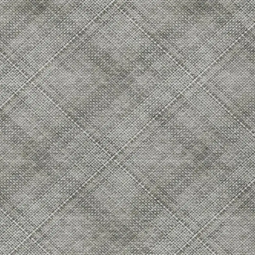 Silver And Gray Plaid Washable Indoor Outdoor Area Rug Photo 5