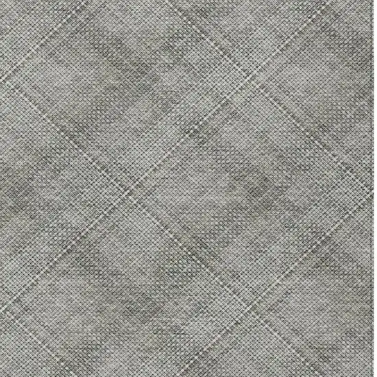 Silver And Gray Plaid Washable Indoor Outdoor Area Rug Photo 8