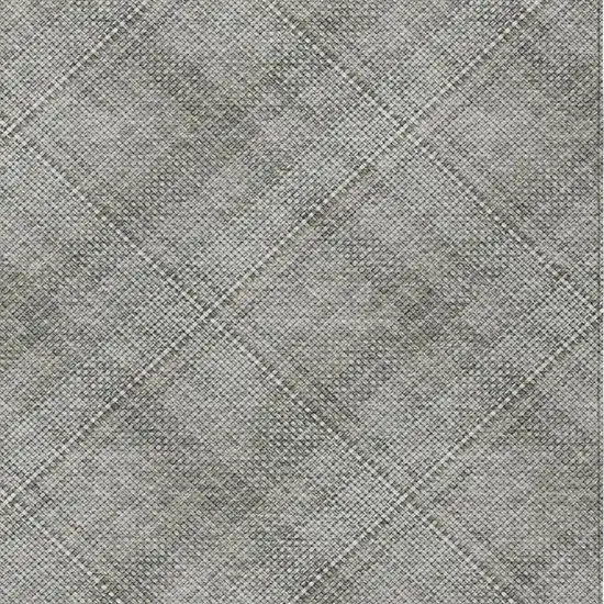 Silver And Gray Plaid Washable Indoor Outdoor Area Rug Photo 6