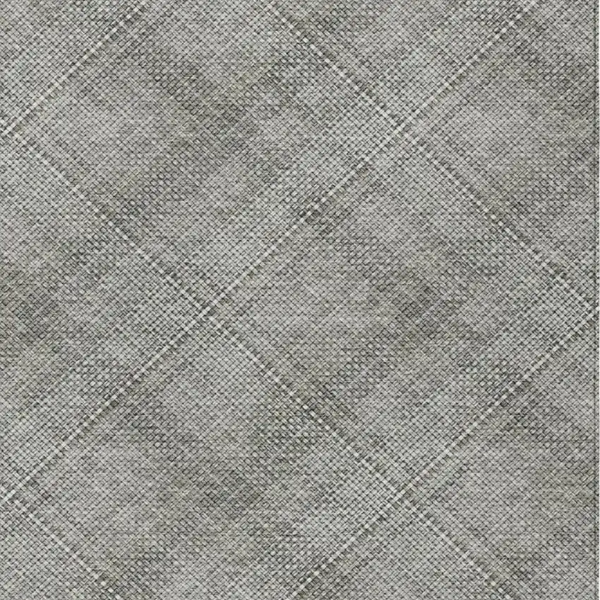 Silver And Gray Plaid Washable Indoor Outdoor Area Rug Photo 6