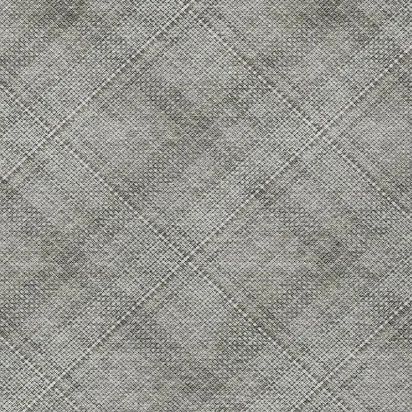 Silver And Gray Plaid Washable Indoor Outdoor Area Rug Photo 2