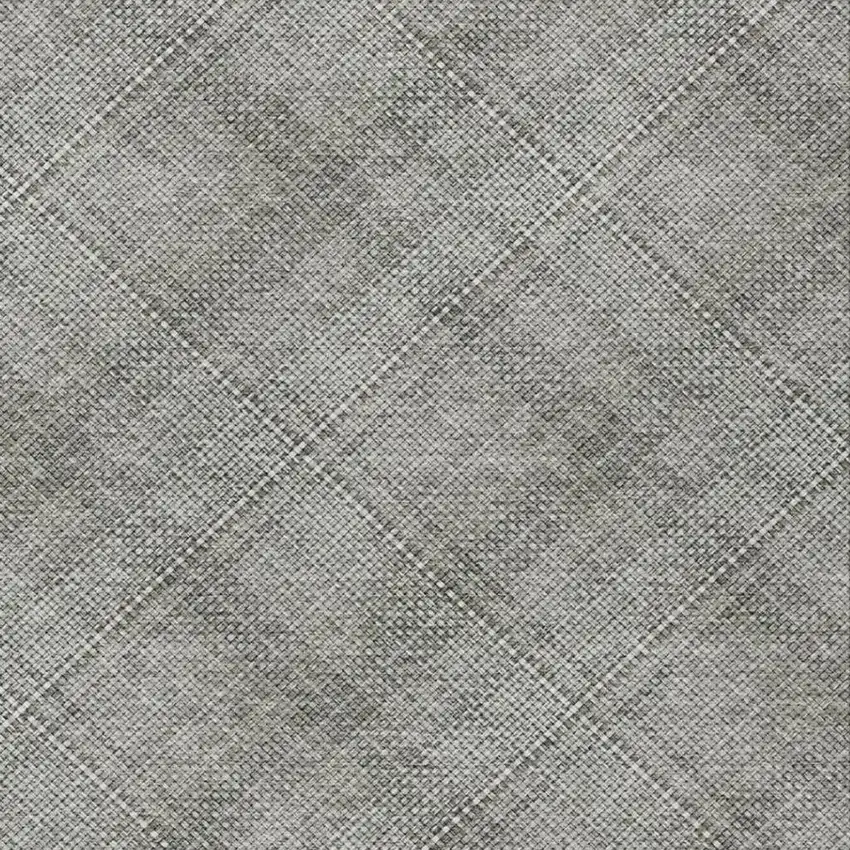 Silver And Gray Plaid Washable Indoor Outdoor Area Rug Photo 5