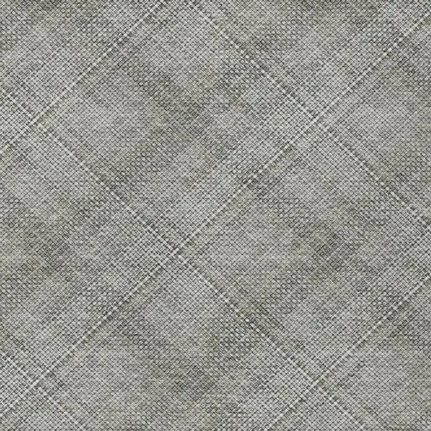 Silver And Gray Plaid Washable Indoor Outdoor Area Rug Photo 4