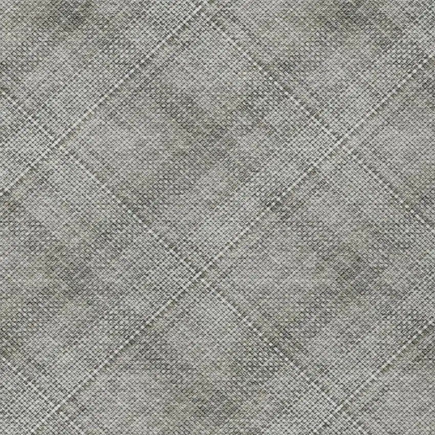 Silver And Gray Plaid Washable Indoor Outdoor Area Rug Photo 9