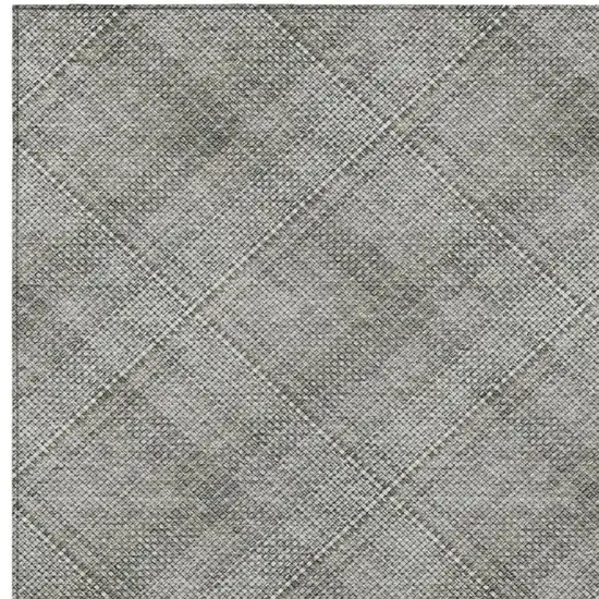 Silver And Gray Plaid Washable Indoor Outdoor Area Rug Photo 8