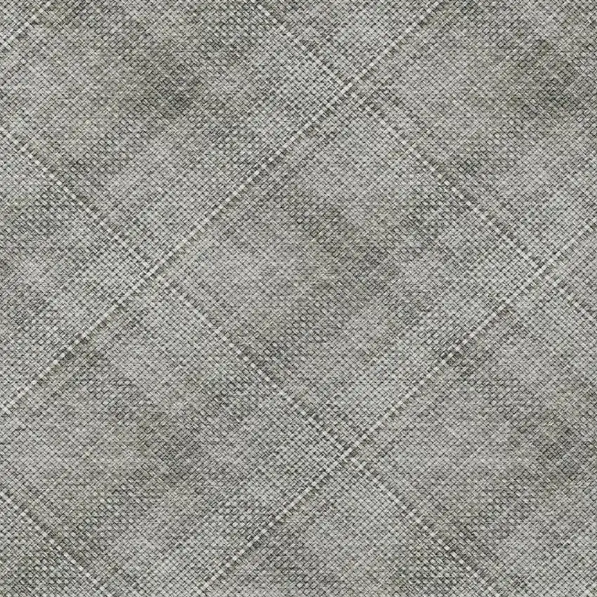 Silver And Gray Plaid Washable Indoor Outdoor Area Rug Photo 7