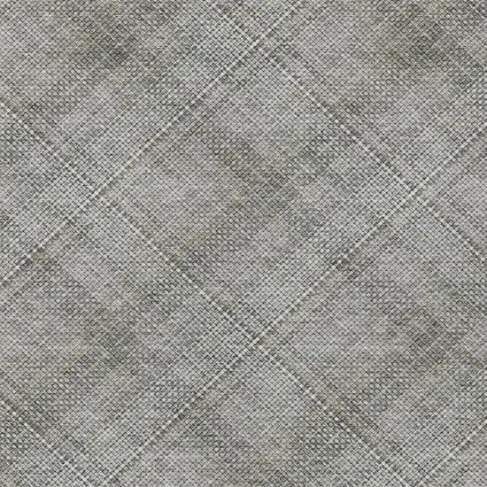 Silver And Gray Plaid Washable Indoor Outdoor Area Rug Photo 5
