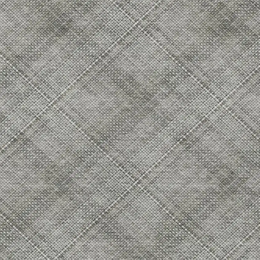 Silver And Gray Plaid Washable Indoor Outdoor Area Rug Photo 5