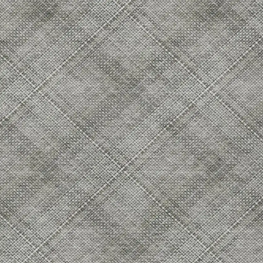 Silver And Gray Plaid Washable Indoor Outdoor Area Rug Photo 4