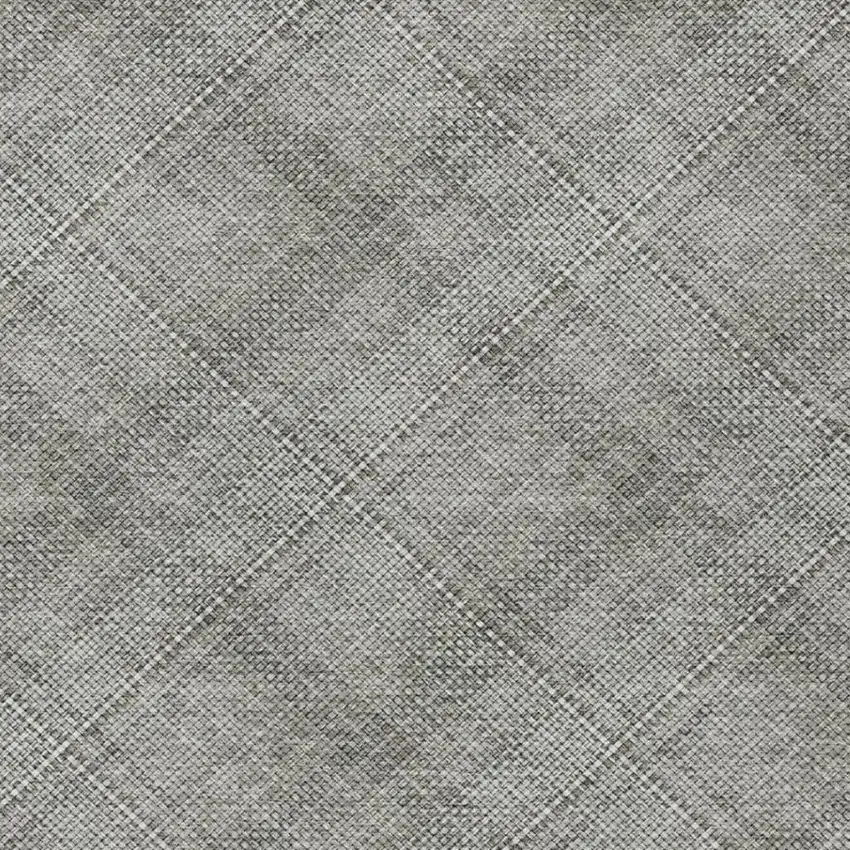 Silver And Gray Plaid Washable Indoor Outdoor Area Rug Photo 9