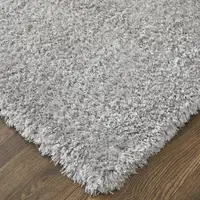 Photo of Silver And Gray Shag Power Loom Stain Resistant Area Rug