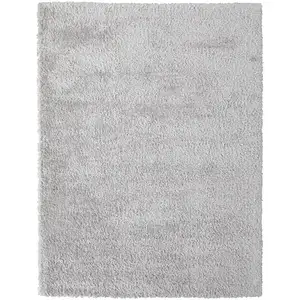 Photo of Silver And Gray Shag Power Loom Stain Resistant Area Rug