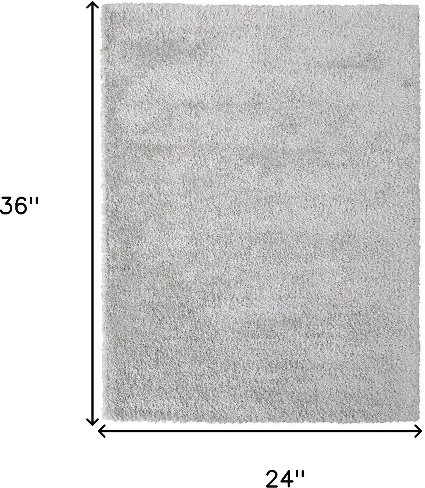 Silver And Gray Shag Power Loom Stain Resistant Area Rug Photo 10