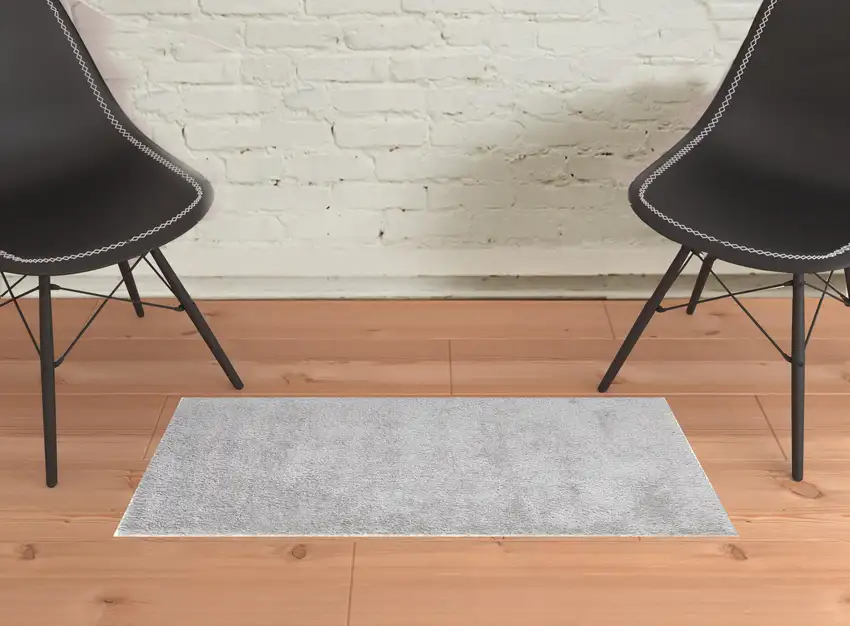Silver And Gray Shag Power Loom Stain Resistant Area Rug Photo 2
