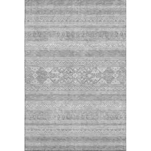 Photo of Silver And Gray Southwestern Washable Area Rug With UV Protection