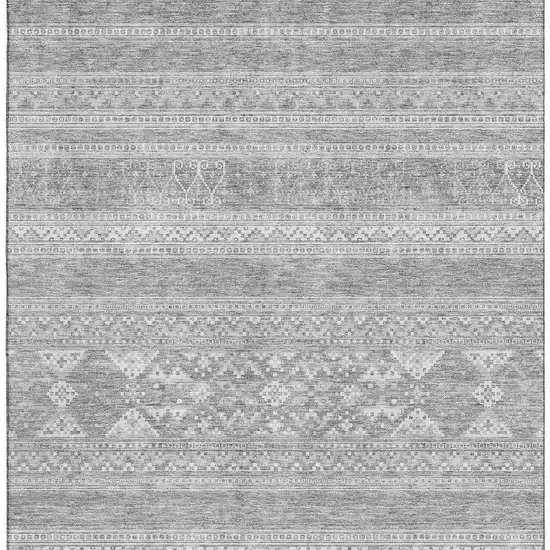 Silver And Gray Southwestern Washable Area Rug With UV Protection Photo 3